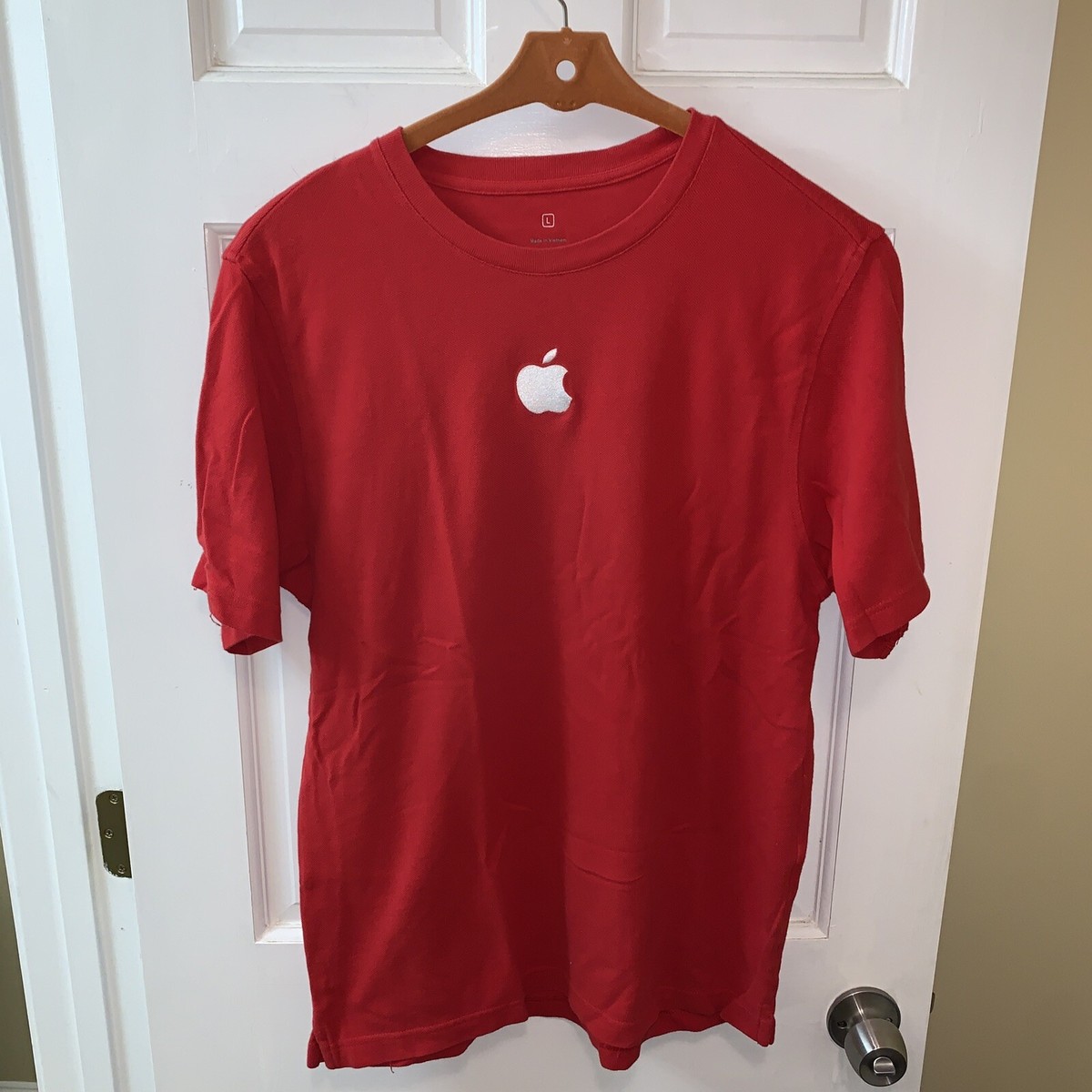 Apple Computer Employee Tee T Shirt Large L Red Cotton Knit
