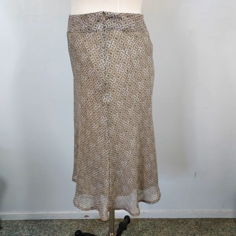 Covington A Line Skirt Womens Size 8P Flowy Lined Beige Black Chiffon Career - Image 4 of 4