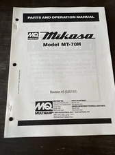 Mikasa Multiquip MT70H Tamping Rammer Jumping Jack Parts Operation Manual Book