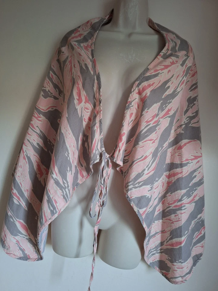 French Connection Cotton Wrap Cape Camo Pink Vintage Cardigan UK 12 EU 40 USA 8 - Image 3 of 4