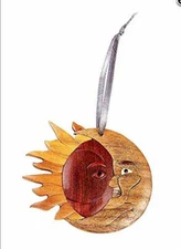 The Handcrafted - Double Side Wood Intarsia Ornament - Eclipse