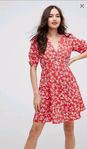 asos red floral dress