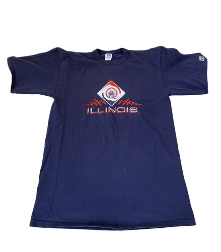 Vintage Illinois T-Shirt Embroidered Logo Navy Blau Team Logo Herren L Sport - Bild 2 von 7