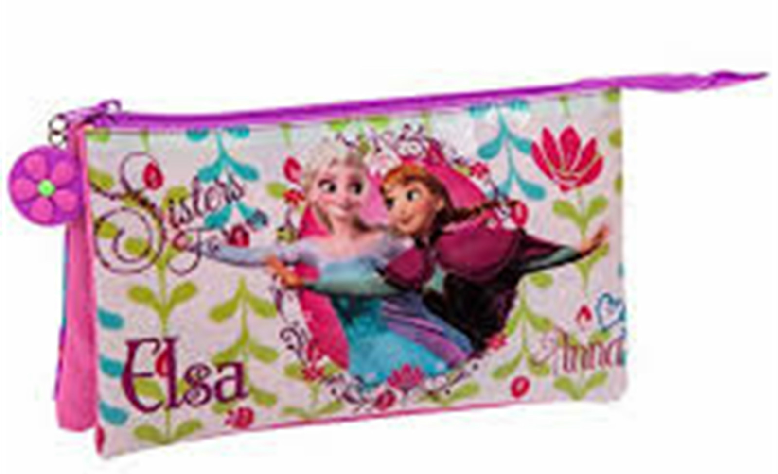 Disney FROZEN ""Floral"" Triple Pencil Case with Zip Size: 22x12x5cm