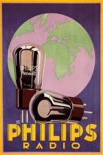 PHILIPS RADIO VALVES GLOBE WORLD SOUND MINIWATT ADVERTISING VINTAGE POSTER REPRO