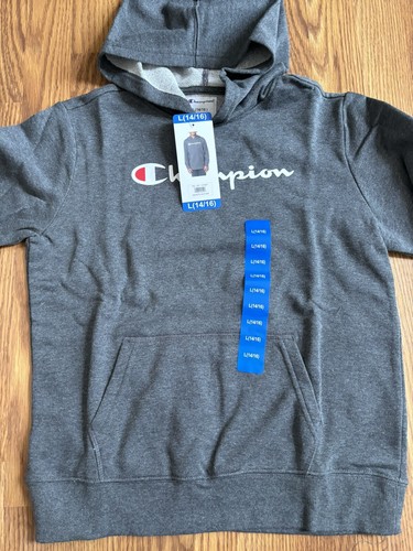 NWT Champion Boys Cotton Long Sleeve gray Sweatshirt Hoodie Size:L (14/16) - Picture 5 of 8