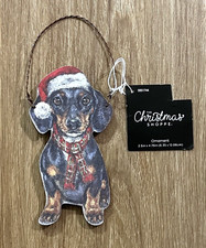 New Wooden Dachshund Dog Christmas Ornament Weiner Dog by Kathy