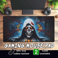 Skull Evil Lurking Gaze Gaming Mouse Pad. Sinister Grim Reaper Bloody Horror Art