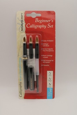 Manuscript Beginner's Calligraphy Set 3 Nib Fountain Pen Fine Medium 2B New