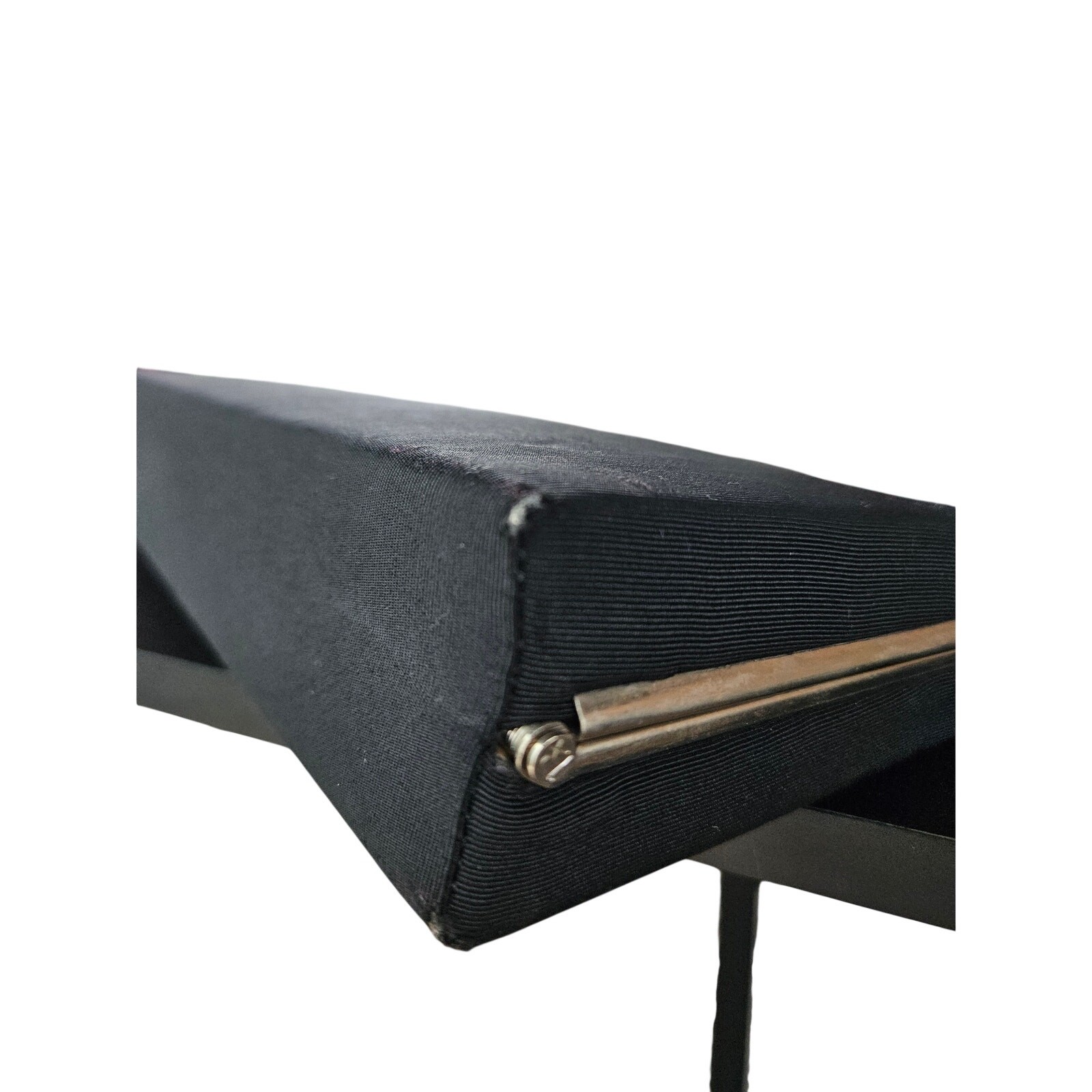 1960s Dover Black Rectangular Handbag 13x5x2 Fabr… - image 8