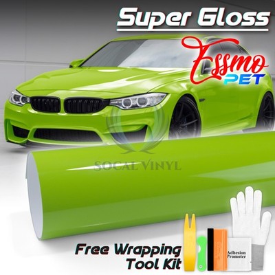 ESSMO PET Super Gloss Viper Green Car Vehicle Vinyl Wrap Decal Glossy Like Paint