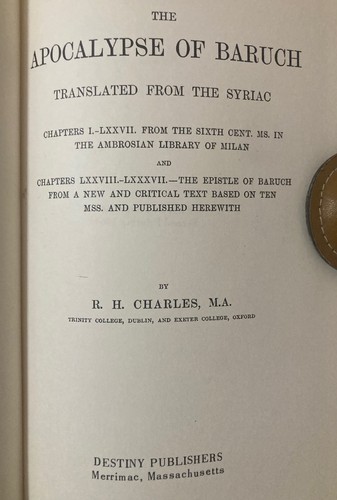 THE APOCALYPSE OF BARUCH TRANSLATED FROM TH SYRIAC LOST BIBLE JERUSALEM PROPHECY - Imagen 2 de 2