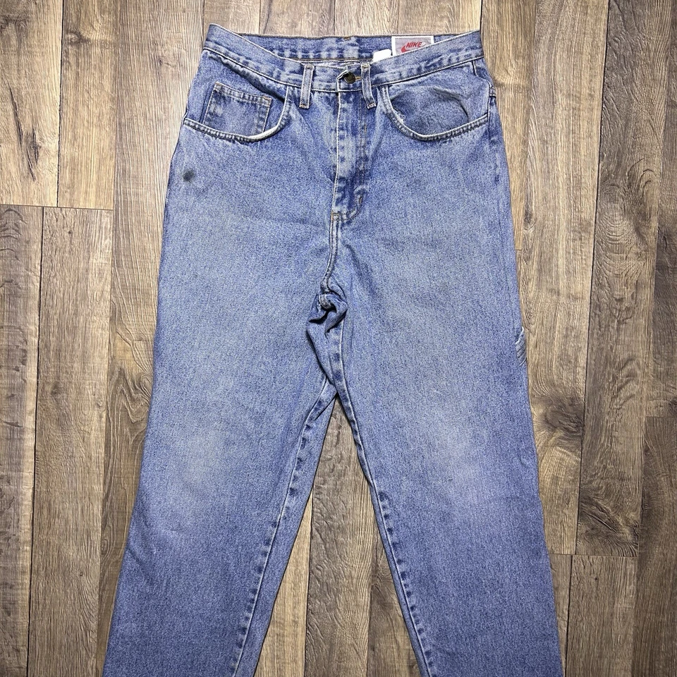 Pantalones de mezclilla vintage Nike Carpenter años 90 hechos en EE. UU. para hombre talla 30 bordado logotipo Swoosh Y2K Foto 3 de 4