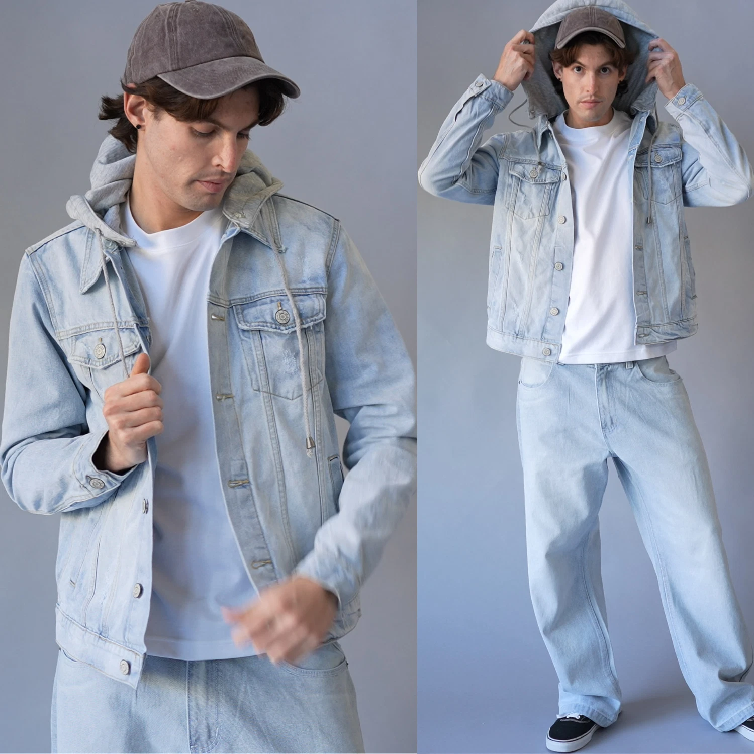 Victorious Men's Distressed with Removable Hoody Wash Denim Jacket DK109
Opens in a new window or ta