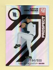 2005 Donruss Elite TURN OF THE CENTURY Justin Verlander #/500 RC  DETROIT TIGERS
