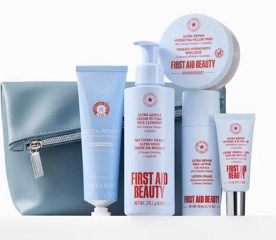 First Aid Beauty 5 Piece Ultra Repair Skin Care Set, Eye Cream, Cleanser, Pads