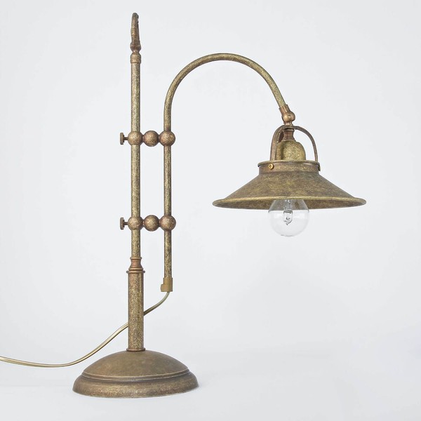Tischleuchte Beistell Lampe Messing Antik Bronziert Handarbeit Industriestil-image