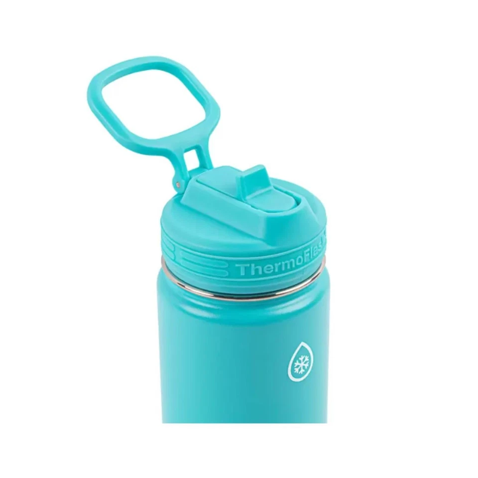 Botella de agua de acero inoxidable de 16 oz, paquete de 2, roja y aguamarina Foto 4 de 4