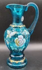 Fenton New Century XXI Hand-Painted Signed Turquoise Blue Pitcher Ewer Vase