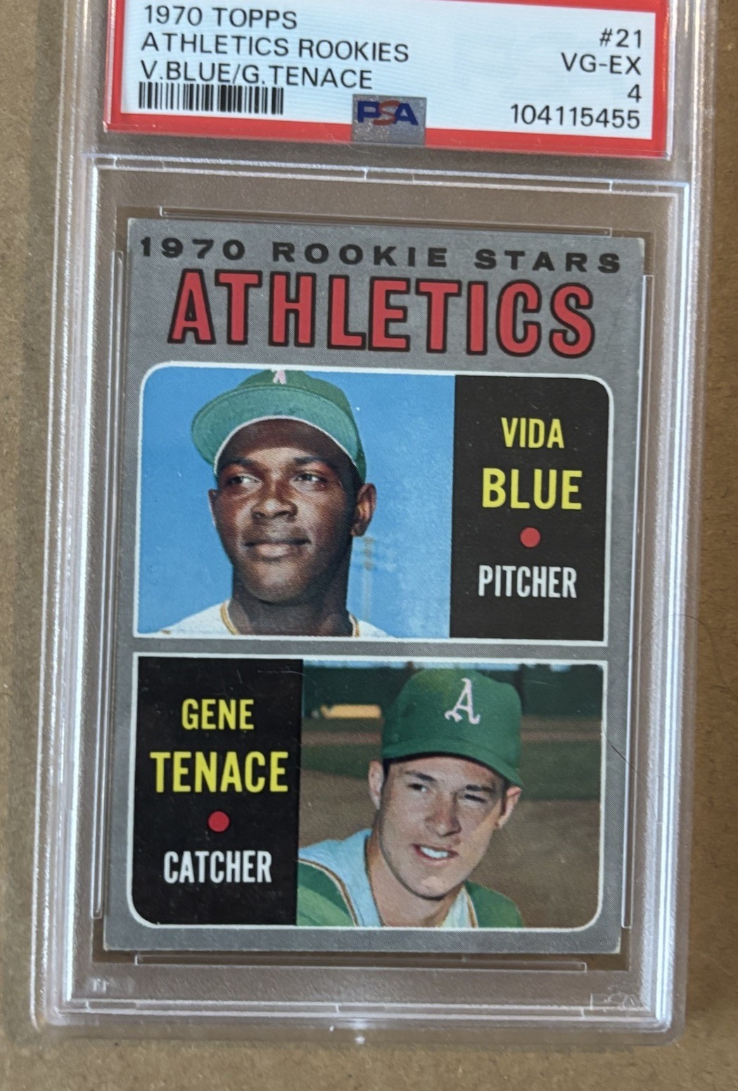 1970 TOPPS #21 VIDA BLUE GENE TENACE PSA 4 ATHLETICS ROOKIES RC EYE APPEAL NRMT