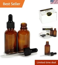 Elegant 4 oz Amber Glass Bottles with Eye Droppers - 2 Pack for Essential Oils