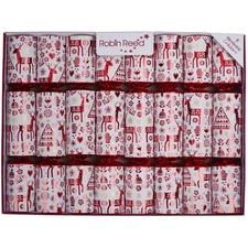 Robin Reed H5 Christmas 8pc 10in Themed Crackers - Shiny Red Reindeer 52511.NOV