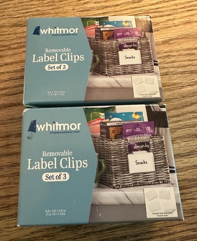 New Whitmor Removable Label Clips Set Of 3  2 Boxes, 6 total