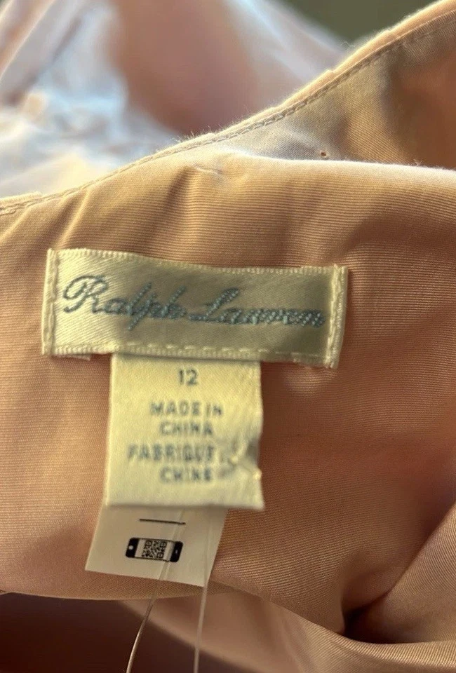 Vestido Ralph Lauren $425 Volantes Mezcla Seda Morera Talla 12 Foto 4 de 4