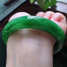 Certified Natural Grade AAA Icy Green Burmese Jade jadeite bracelet bangle 56MM