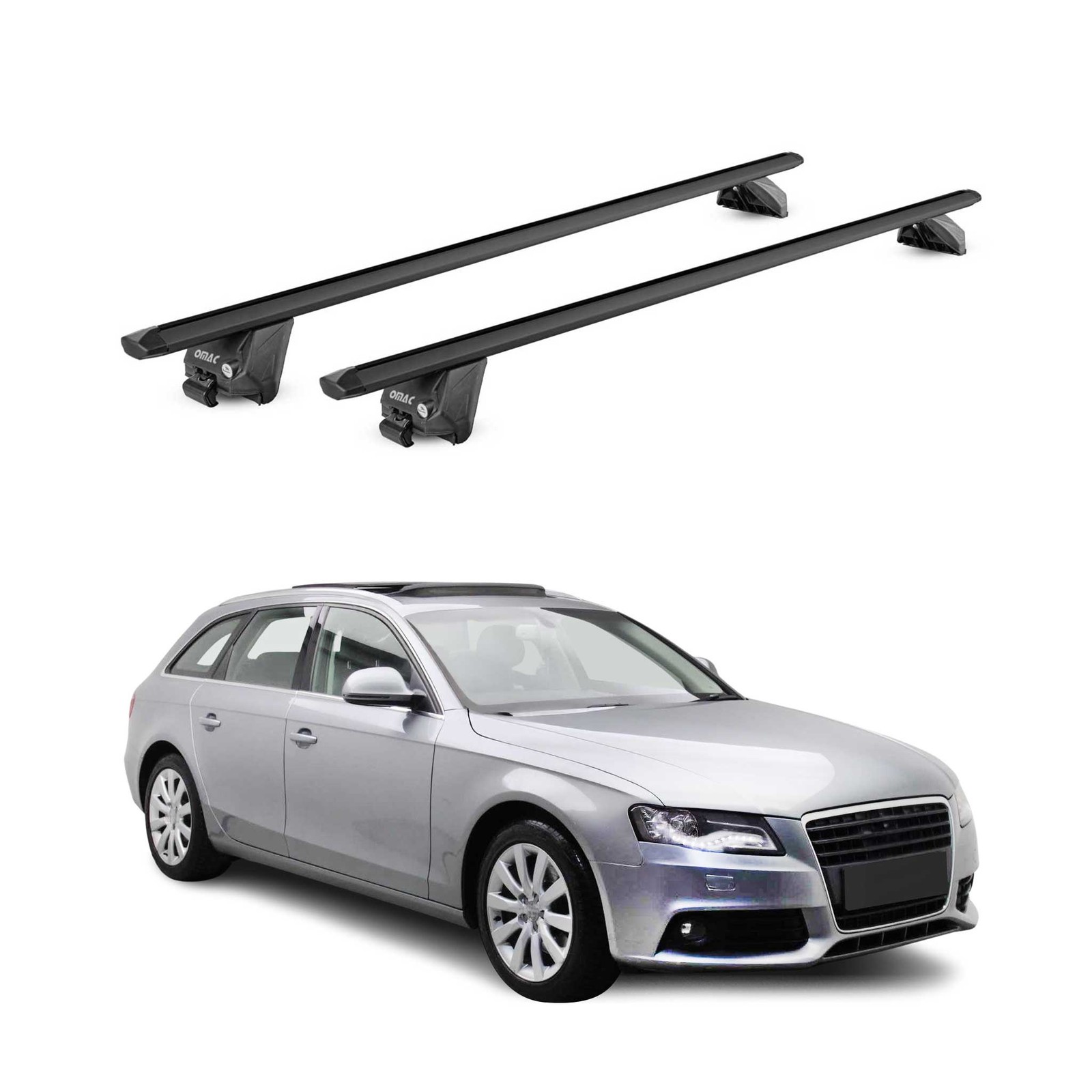 Barres de toit en alu noir haut de gamme pour Audi A4 SW B8 B9