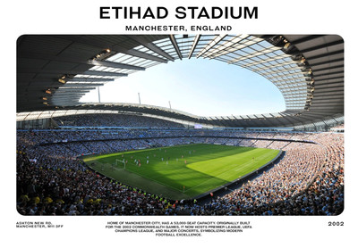 Etihad Stadium Manchester City Fußball Poster Druck - 16x12/20x16/24x18/36x24