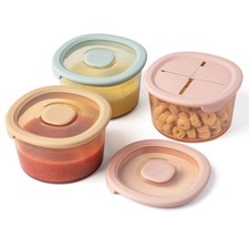 Silicone Snack Containers for 8 oz Baby Food Storage Containers with Airtig...
