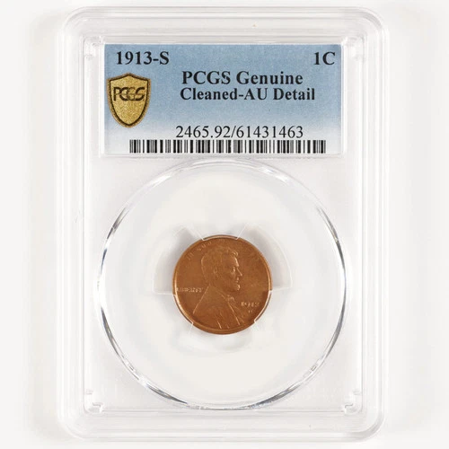 1913-S Semi-Key Date Lincoln Wheat Cent 1c AU Details PCGS 31304