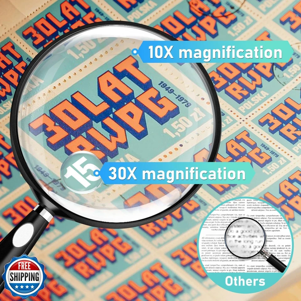 Lupa 10X 30X para lectura, lupa de mano para lectura, 90 mm Ma Foto 4 de 4