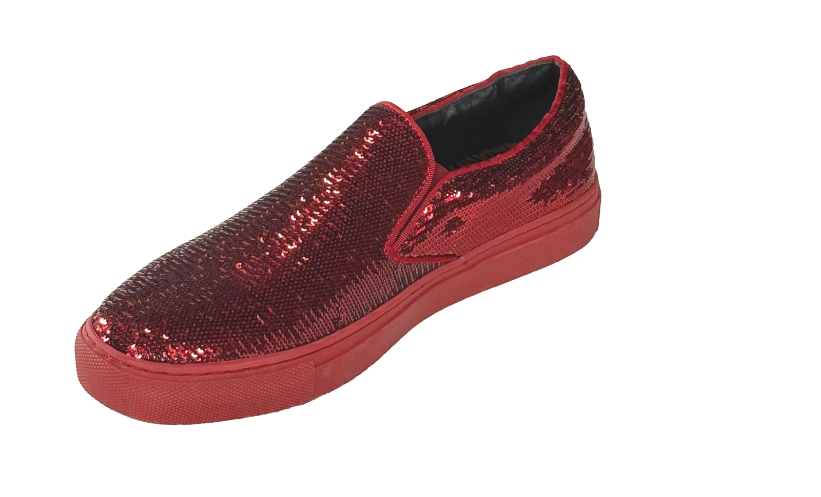 After Midnight 6758 Men’s Red Sequin Slip-On Sneakers – Casual Fashion Low Top