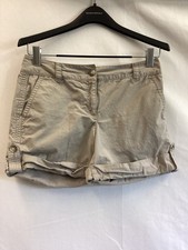Ann Taylor Signature Fit tan khaki tab cuffed bottom zip pocket shorts womens 6