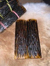 2 Amber Bone Jigged Pattern Knife Scales  5x1.5x3/16 Knife Building Handle Parts