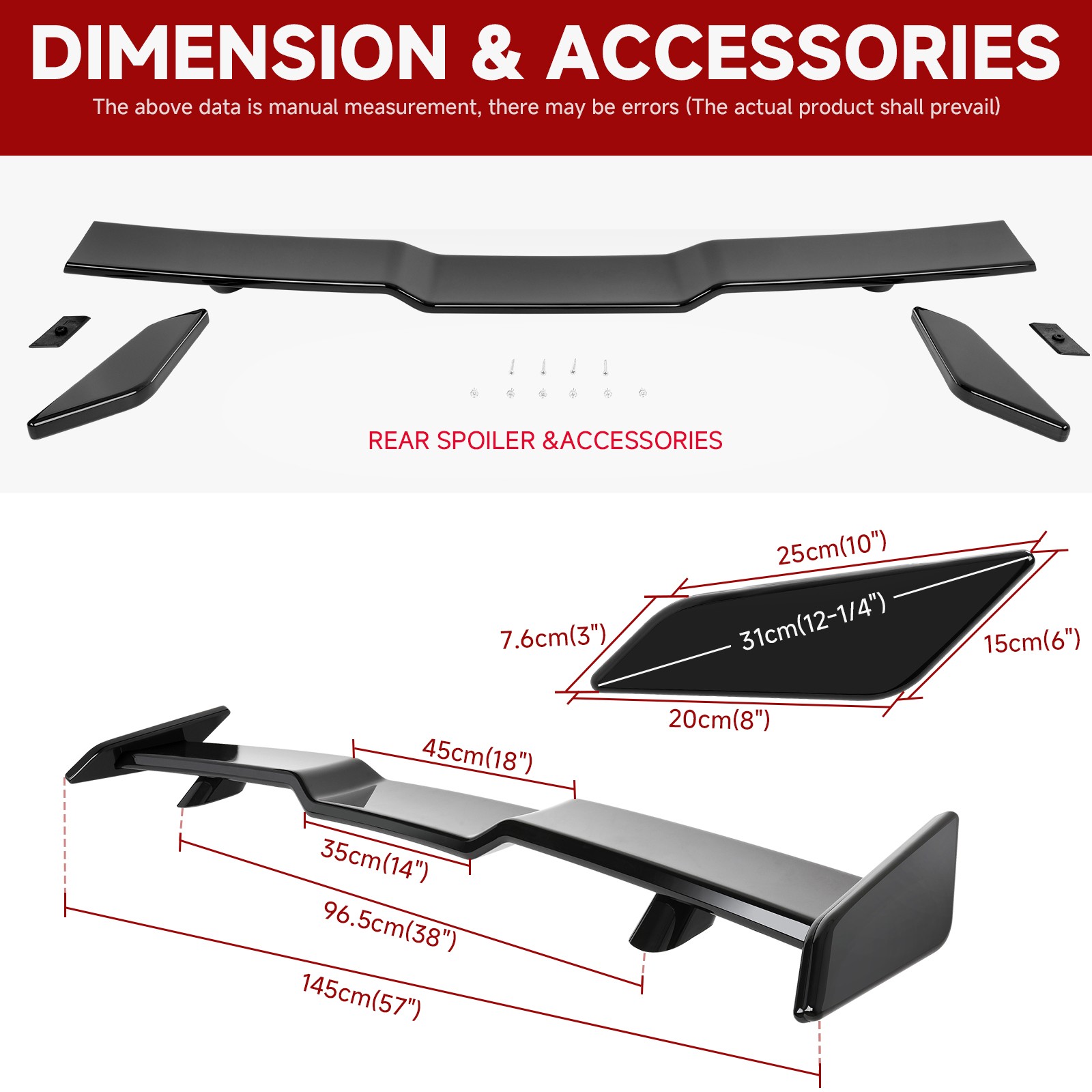 57" Rear Trunk Spoiler Wing Lip TRD Style Glossy Black For Maserati Ghibli 14-23