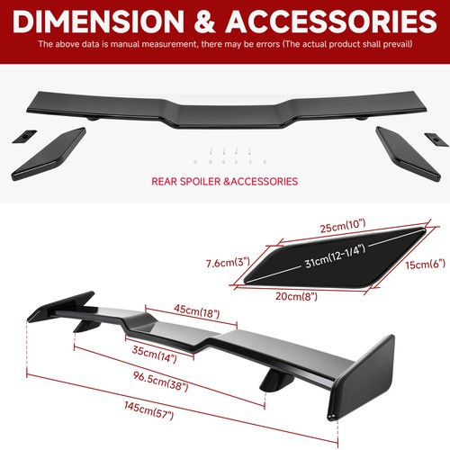 57" Rear Trunk Spoiler Wing Lip TRD Style Glossy Black For Maserati Granturismo - Picture 2 of 15