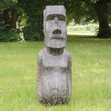 Osterinsel Moai Figur Skulptur Stein Lavasand Bali Tiki Garten Deko GRC 100 cm