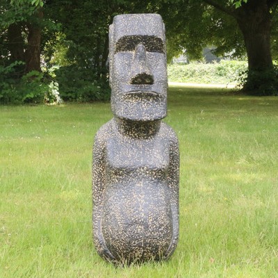 Osterinsel Moai Figur Skulptur Stein Lavasand Bali Tiki Garten Deko GRC 100 cm