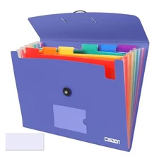 7 Pocket Accordian File Folders, Expanding File Folder A4 Letter Blue Purple