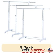 Adjustable Rolling Garment Rack Space Saving Metal Clothes Hanger Storage Unit