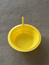 Fun Kids Plastic Cereal Bowl With Straw- 1 Yellow- EUC