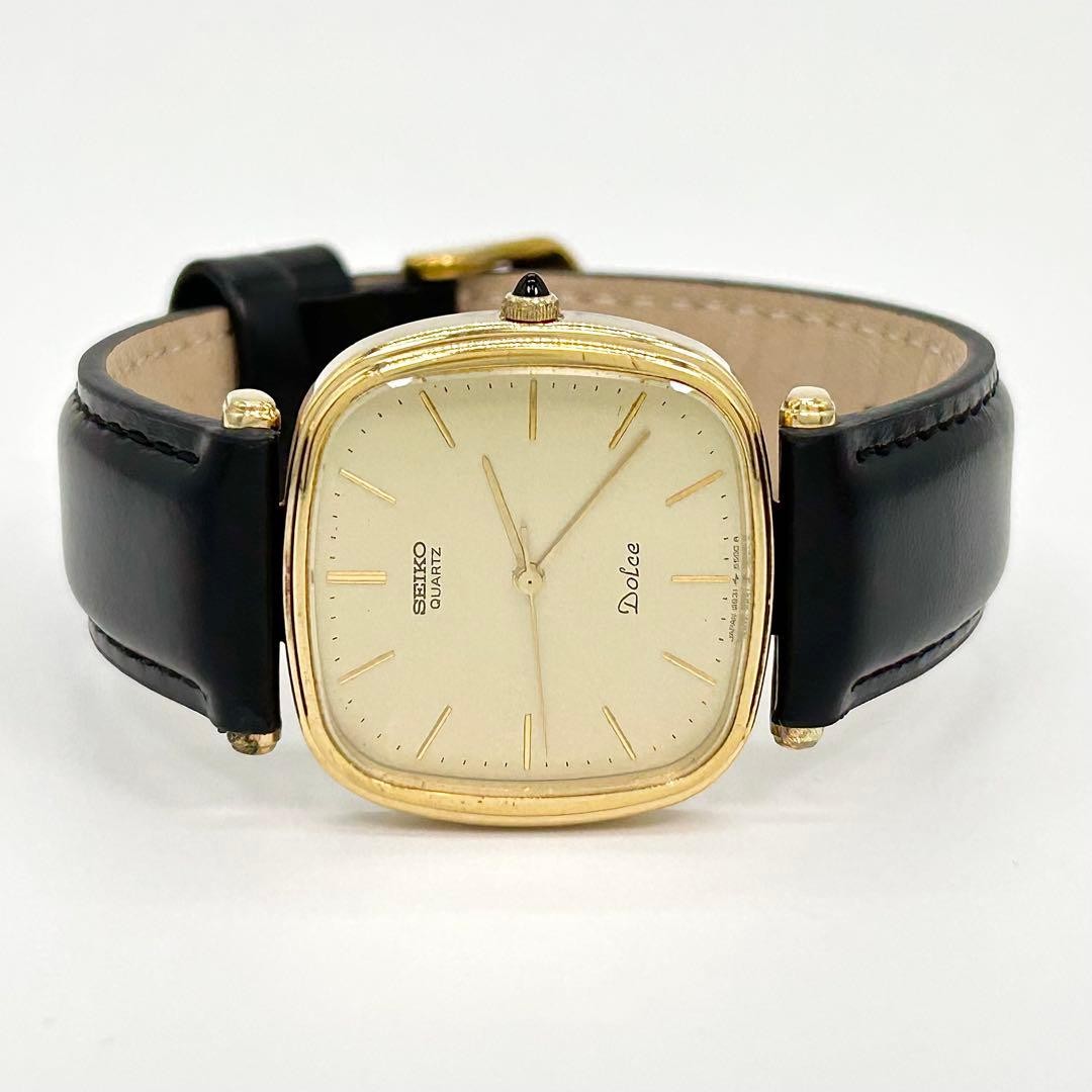 Seiko 5931-5400 Dolce Quartz Watch Gold Black Timepiece Genuine