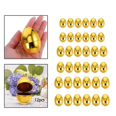 12x Fillable Easter Eggs Ornaments Multipurpose Golden Eggs for Easter Decor