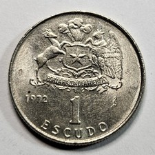 1972 Chile 1 One Escudo - Chilean Coin - Copper Nickel - World Coin 