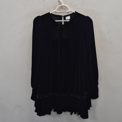The Vampire's Wife x H&-M schwarz weich Samt Schleife Goth Punk Mini kurzes Kleid XL