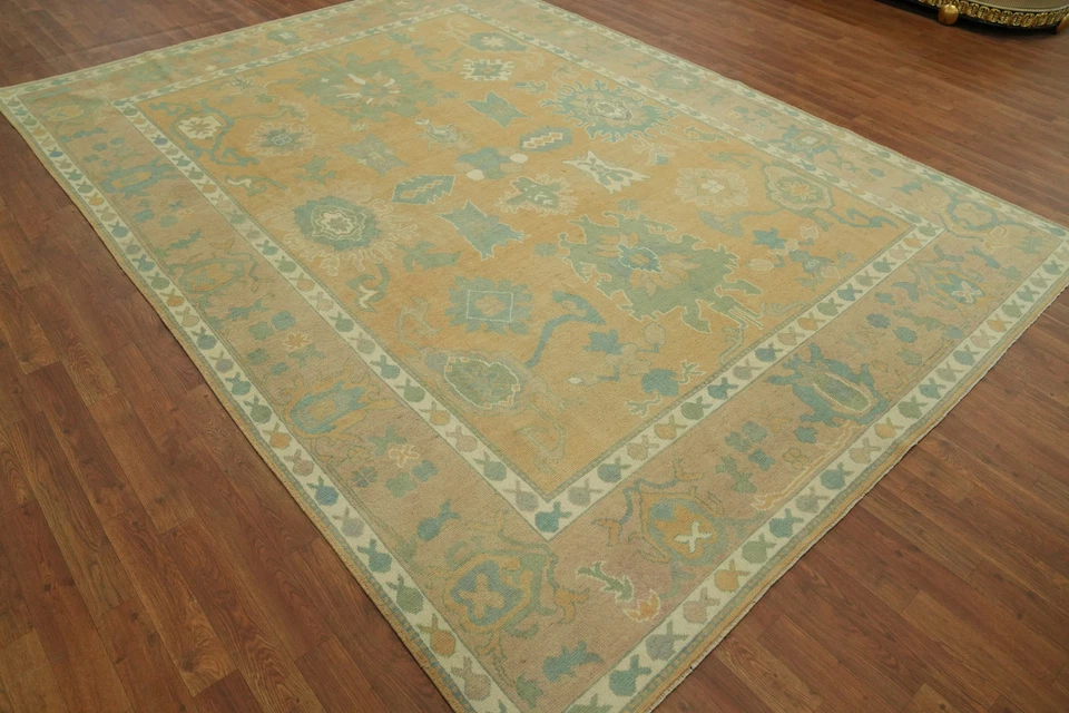 Oushak Turkish Area Rug 8x11Ft Handmade Transitional Vegetable Dye Carpet - Image 4 of 4