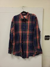 IZOD Mens XL Shirt Long Sleeve Button Down Plaid Flannel Casual Top Classic Fit